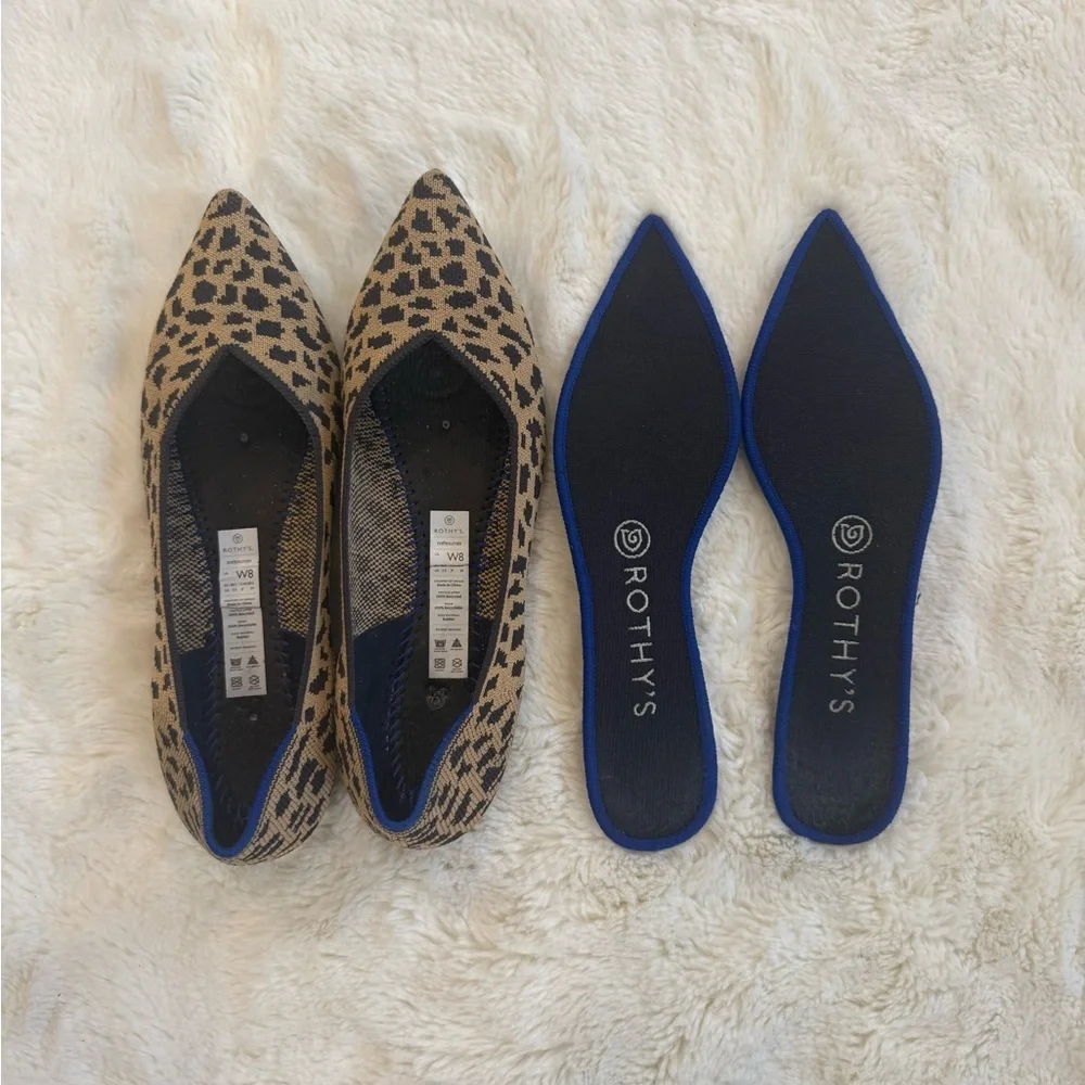 ROTHY'S THE POINT ANIMAL PRINT KNIT POINTED TOE FLATS SIZE 8 - Picture 7 of 7